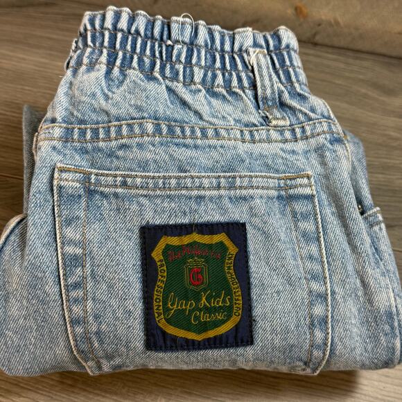 Vtg 90's Gap Kids Classic Jeans Size Boys 14 Elastic Waist Logo Patch Preppy - Picture 15 of 16